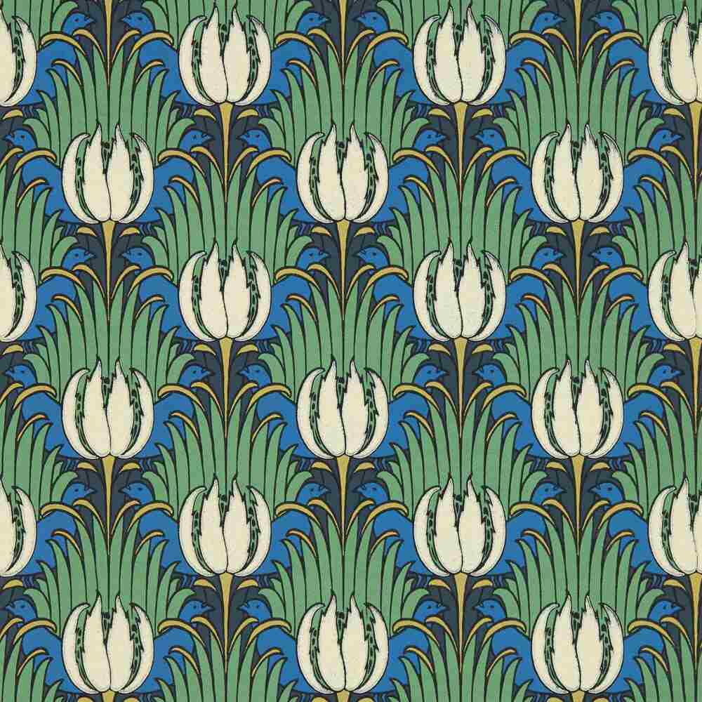 Morris & Co Tulip & Bird Wallpaper Goblin Green & Raven 510016