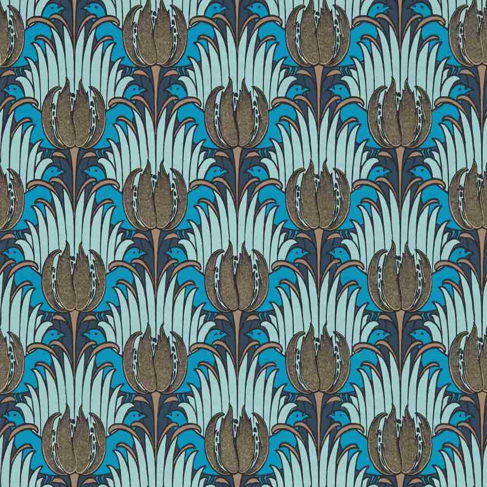 Morris & Co Tulip & Bird Wallpaper Opal & Seafoam 510017